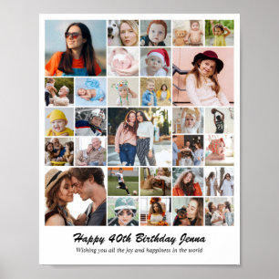 Póster Collage de Fotos Personalizado 30 Fotos 8x10 16x20