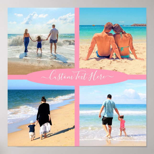 Póster Collage de fotos personalizado Amor familiar Texto (Frente)