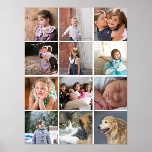 Póster Collage de fotos personalizado con doce fotos (Frente)