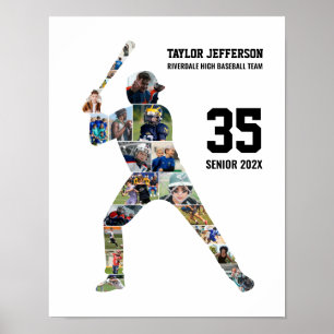 Póster Collage de fotos personalizado de béisbol para equ