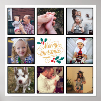 Póster Collage de fotos Personalizado de Feliz Navidad