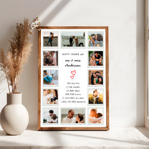 Póster Collage de fotos Personalizado del 60 aniversario 