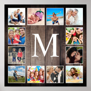 Póster Collage de fotos personalizado Familia Rustic Farm