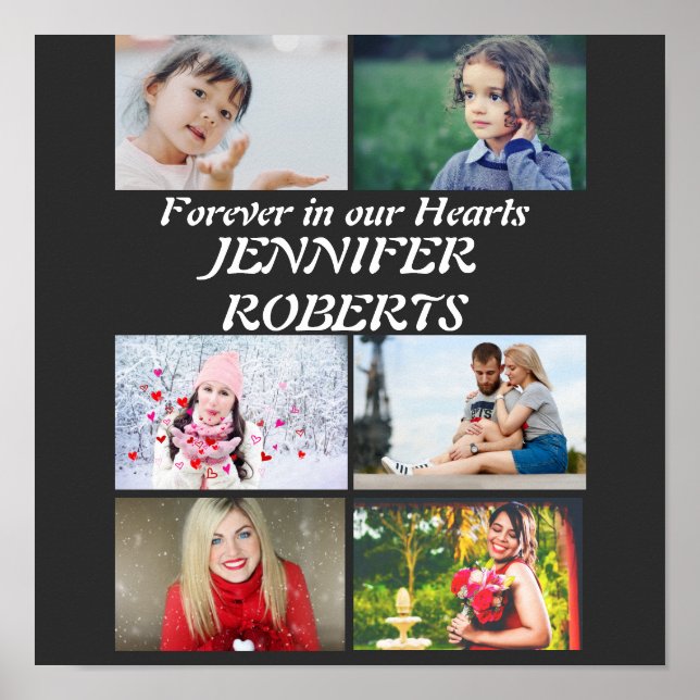 Póster Collage de fotos personalizado moderno para funera (Frente)