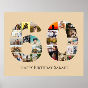 Póster Collage de fotos personalizado para 60 cumpleaños 