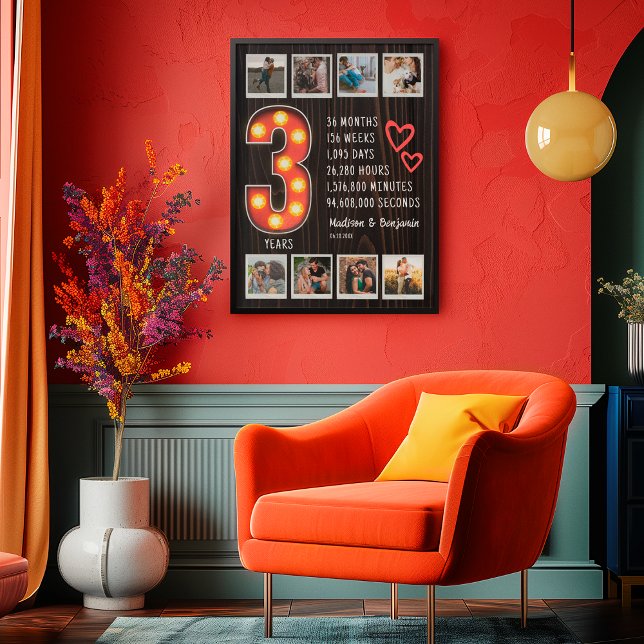 Póster Collage de fotos Retro 3º Aniversario Personalizad (Subido por el creador)