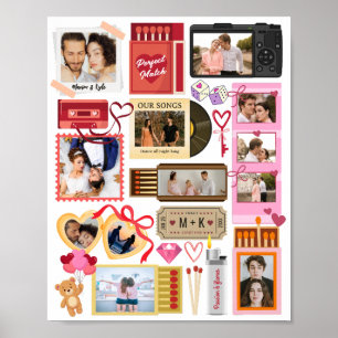 Póster Collage de fotos retro de pareja Perfect Match en 