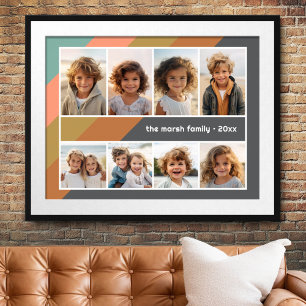 Póster Collage de Fotos Retro Pastel con Rayas - 8 Fotos