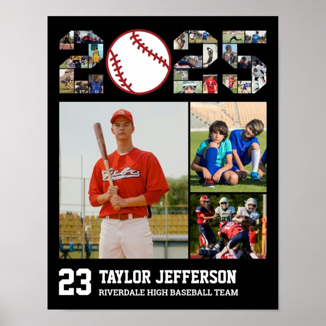 Póster Collage de fotos Senior de equipo de béisbol de 20 (Frente)