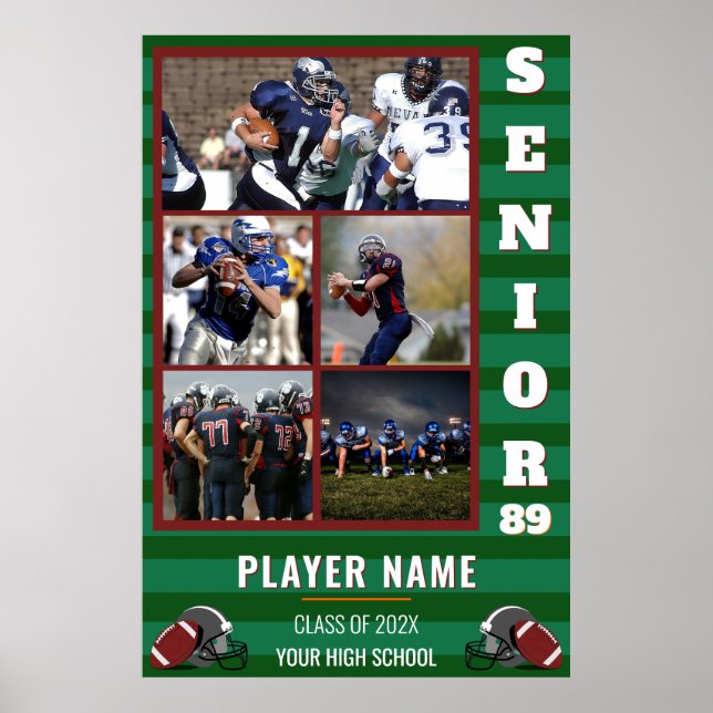 Póster Collage de fotos Senior de Fútbol personalizado (Frente)