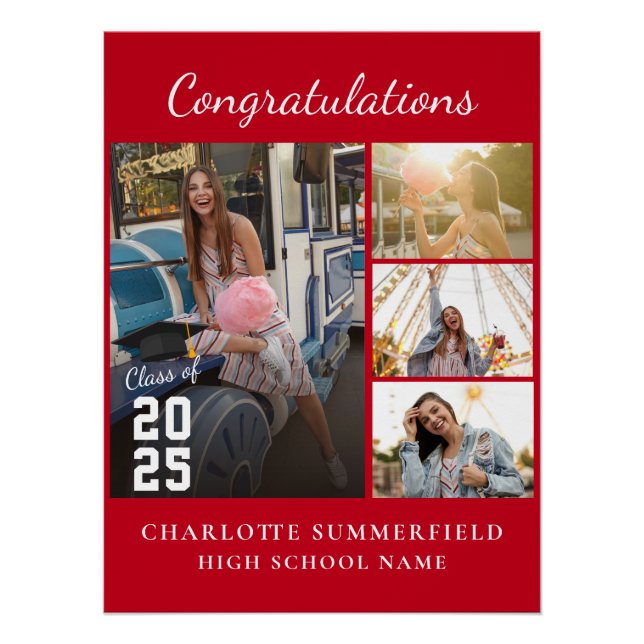Póster Collage de fotos Simple Moderno de Graduación 2025 (Anverso)