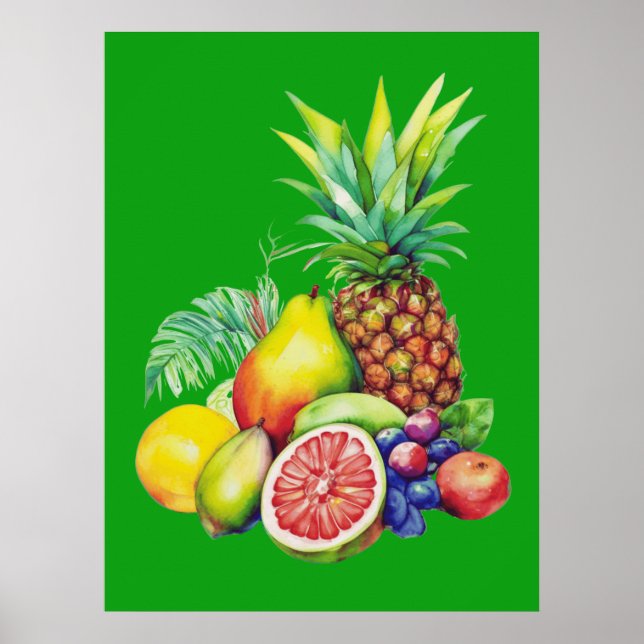 Póster Collage de Frutas Tropicales (Frente)