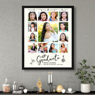 Póster Collage de graduación de crema K-12 con garabatos 