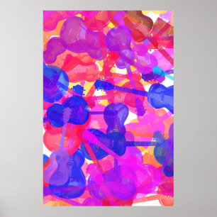 Póster Collage de guitarra de colores