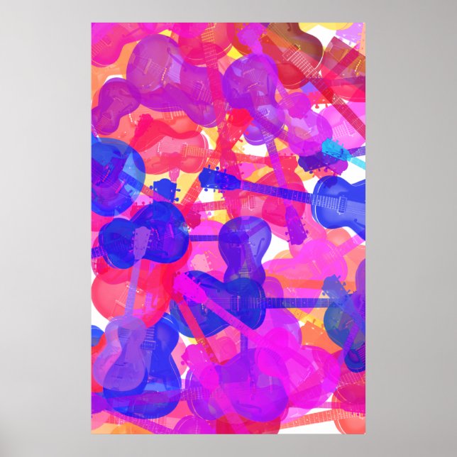 Póster Collage de guitarra de colores (Frente)