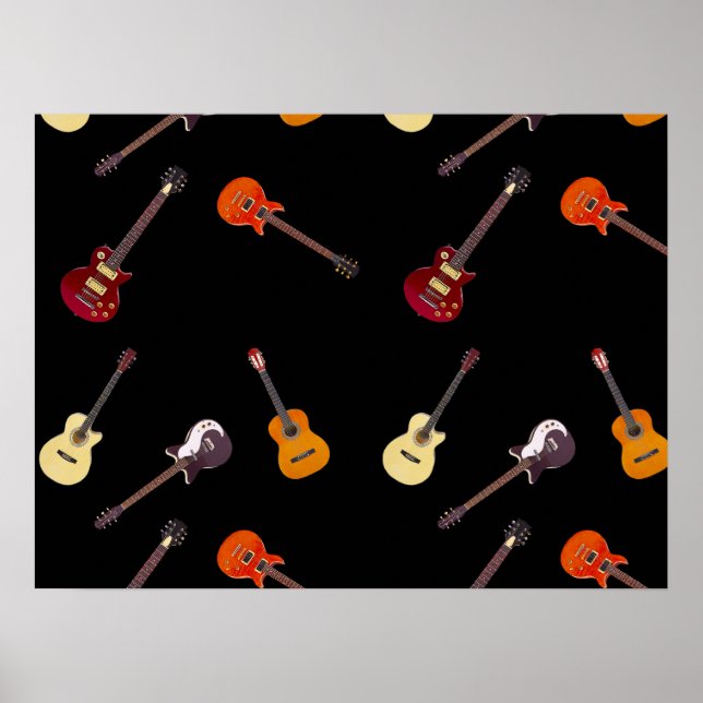 Póster Collage de guitarra eléctrica y acústica (Frente)