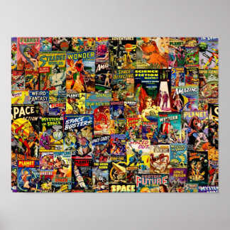 Póster Collage de historietas de SciFi