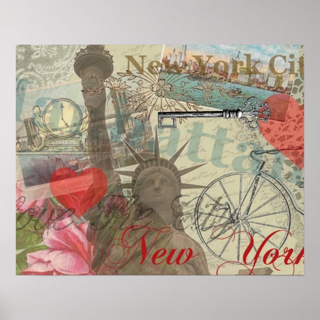 Póster Collage de la ciudad de Nueva York (Frente)