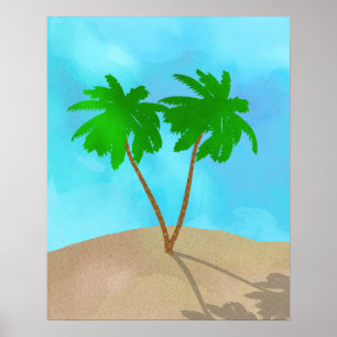 Póster Collage de la escena de la playa de la palmera de