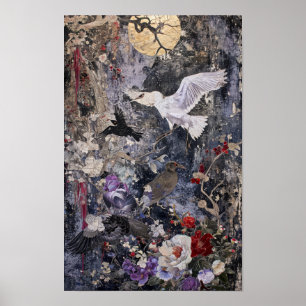 Póster Collage de la Naturaleza: Aves y Poster de Vida Si