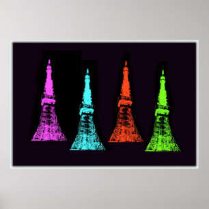 Póster Collage de la torre de Tokio