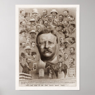 Póster Collage De La Vida De Teddy Roosevelt - 1923