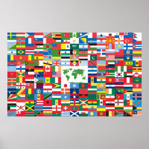 Póster Collage de las banderas de país de todas partes