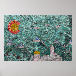 Póster Collage de las calles de Denver 36x24