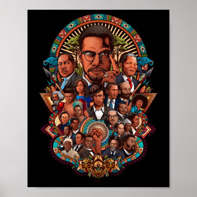 Póster Collage de líderes de historia negra en África Ins (Frente)