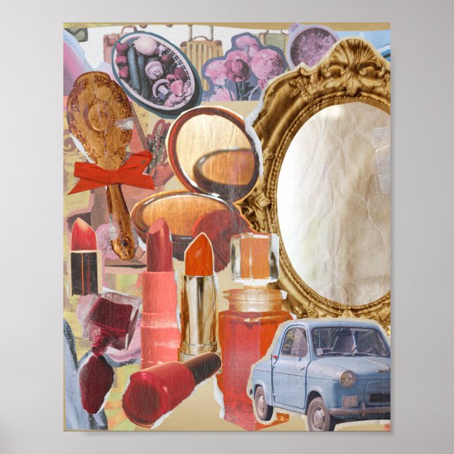 Póster Collage de maquillaje vintage (Frente)