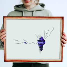 Póster Collage de marfil en forma de concha azul marino j