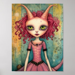 Póster Collage de medios mixtos Adorable Alien Lady