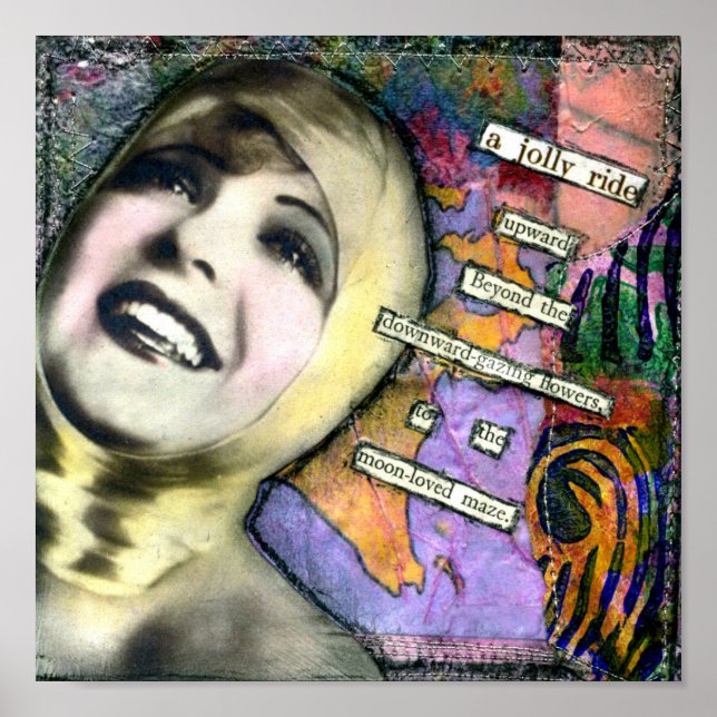 Póster Collage de medios mixtos impreso en lienzo (Frente)