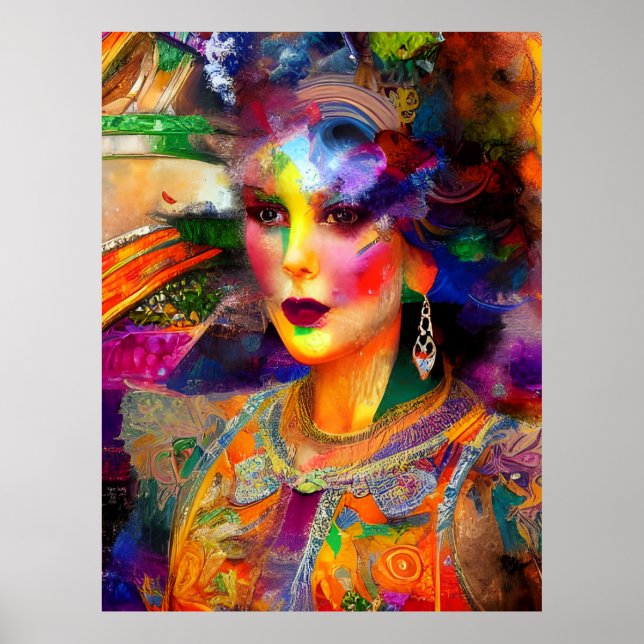 Póster Collage de medios mixtos para mujeres (Frente)