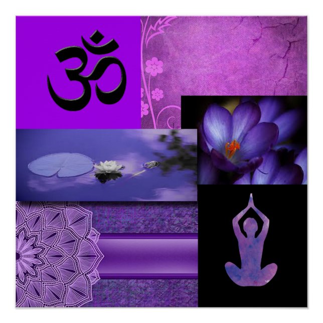 Póster Collage de meditación Purple Lotus y Crown Chakra (Anverso)