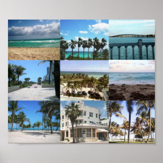 Póster Collage de Miami - 50 tonos de azul