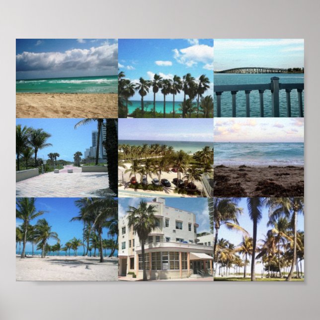 Póster Collage de Miami - 50 tonos de azul (Frente)