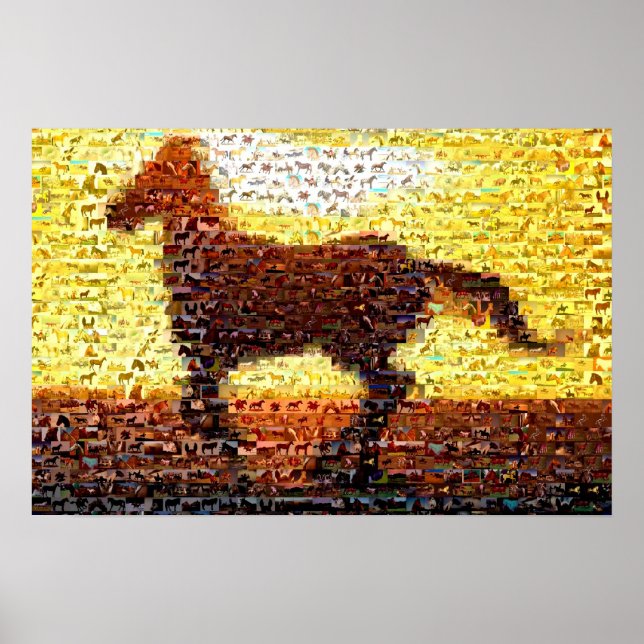 Póster Collage de mosaico de montajes de caballos (Frente)