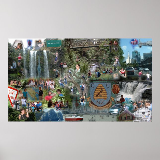 Póster Collage de Nueva Zelanda (Frente)