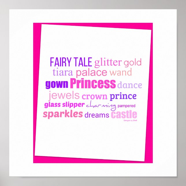 Póster Collage de Palabras para una Princesa (Frente)