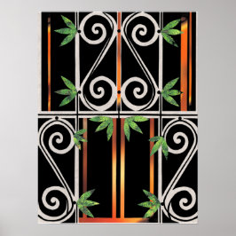 Póster Collage de papel de GUANTANAMO verde de oro negro