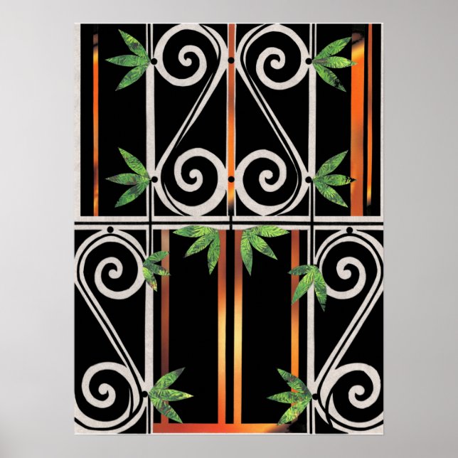 Póster Collage de papel de GUANTANAMO verde de oro negro (Frente)