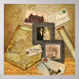 Póster Collage de papel de mapa de imagen de marco fotogr