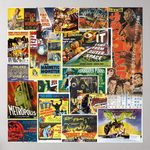 Póster Collage de películas de ciencia ficción Retro