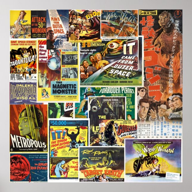 Póster Collage de películas de ciencia ficción Retro (Frente)