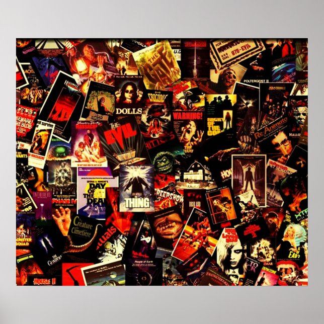 Póster Collage de películas de terror (Frente)