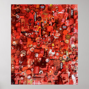 Póster Collage de piezas de juego de tablero rojo