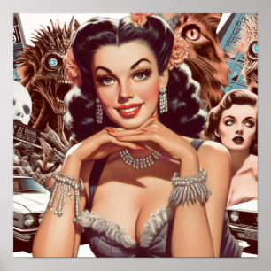 Póster Collage de Pin-up de onda inversa