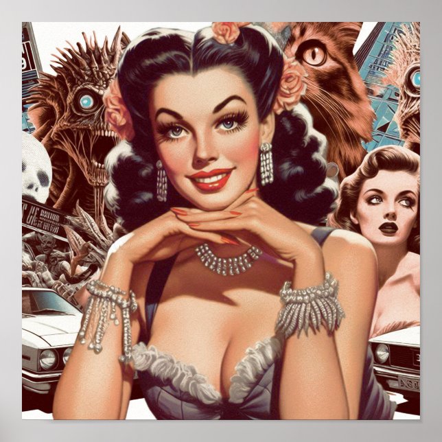 Póster Collage de Pin-up de onda inversa (Frente)