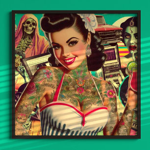 Póster Collage de Pin-up de onda inversa
